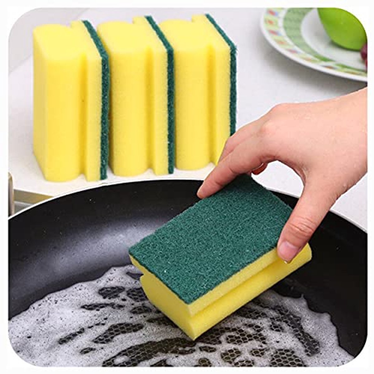 Zware Dubbelzijdige Afwas- en Reinigingsspons, Pack van 16 stuks voor Keuken en Badkamer