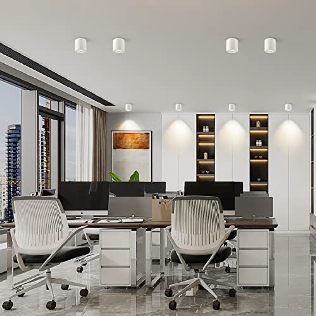 Draaibare LED Plafondlamp met GU10-Fitting - Strakke en Elegante Opbouwlamp - 4 Stuks
