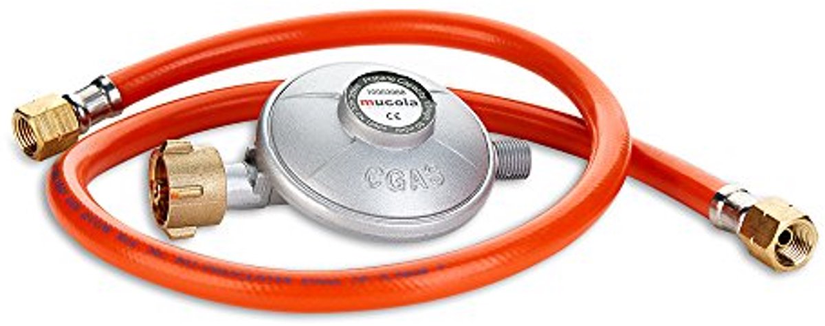 Gasslang 80 cm met Drukregelaar voor Gasgrills en Terrasverwarmers