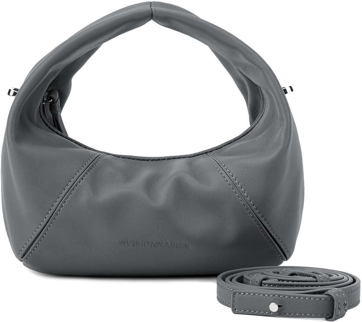 LES VISIONNAIRES Greta Schoudertas Leer 20 cm - Dames - titanium grey