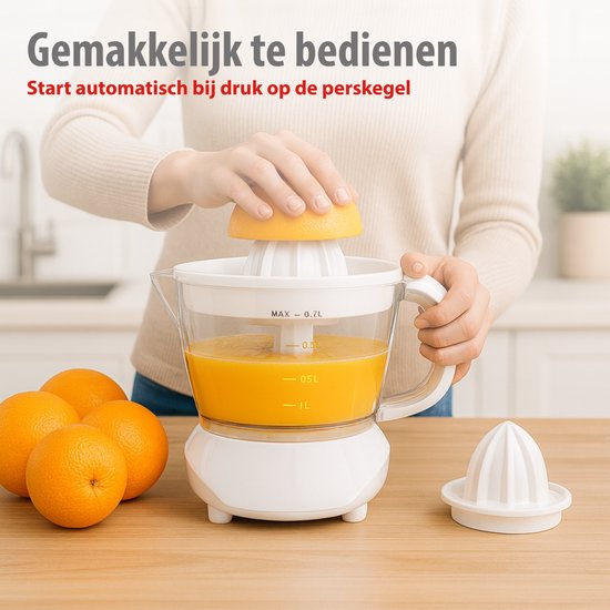 alpina Citruspers 0.7L - Sinaasappelpers Elektrisch 25W - Citrus Pers met 2 Perskegels - Sapcentrifuge voor Sinaasappels en Citroenen - Vaatwasbestendig van Merkloos — afbeelding 4