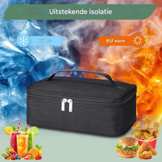 QTTVBTNA -Isothermische Lunchtas 4L - Draagbare Koeltas voor Lunchbox - Compacte Zachte Koelbag voor School, Werk, Picknick, Mannen, Vrouwen en Kinderen - Zwart van QTTVBTNA — afbeelding 3