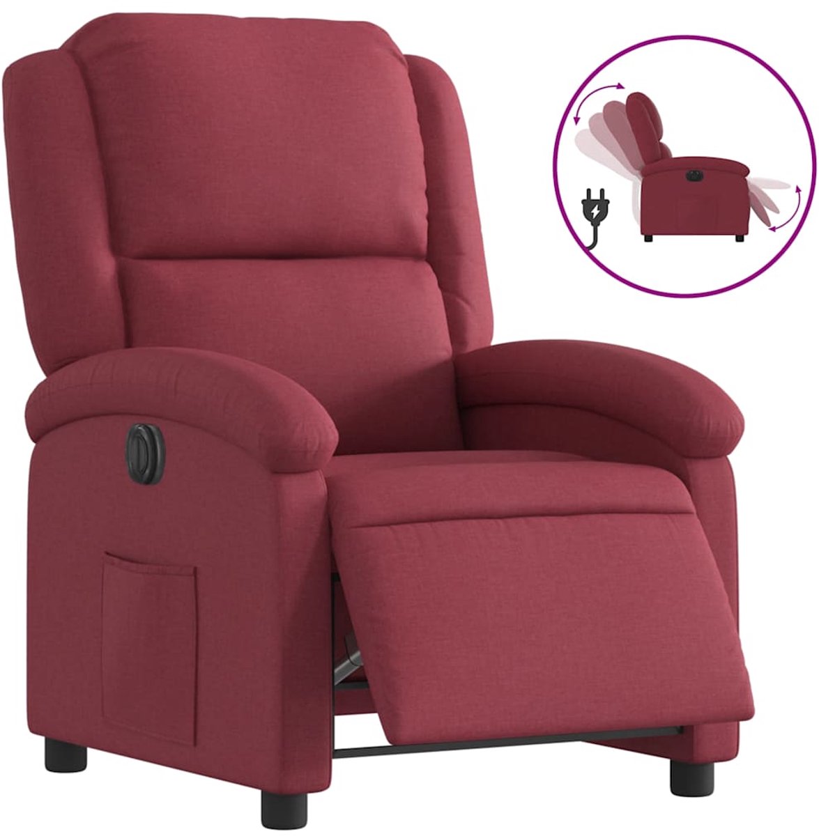 vidaXL Fauteuil - verstelbaar - elektrisch - stof - wijnrood