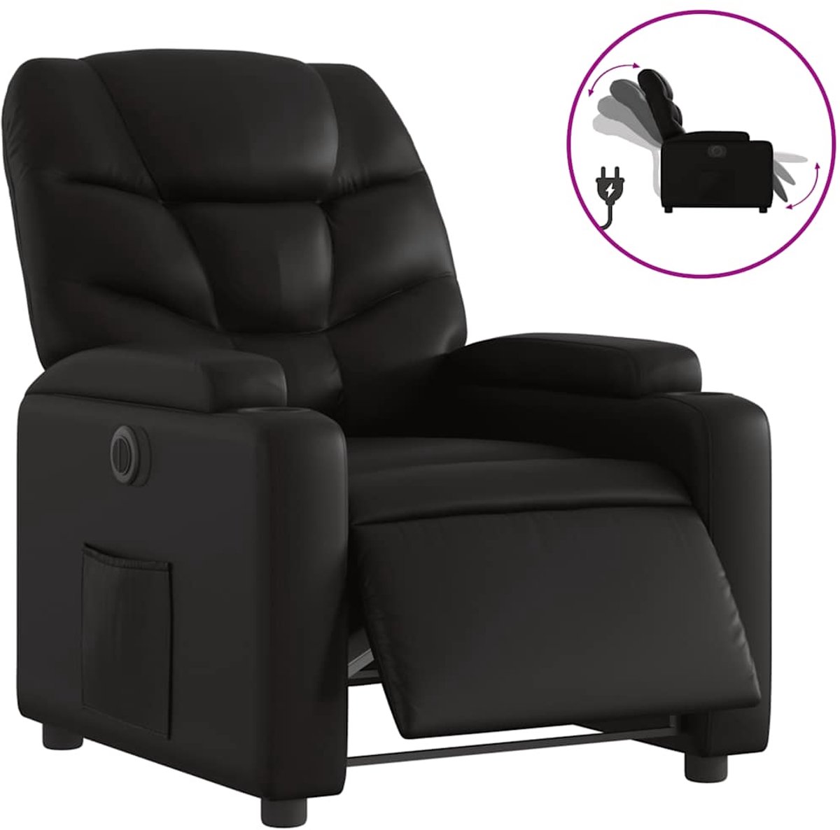vidaXL Fauteuil - elektrisch - verstelbaar - kunstleer - zwart
