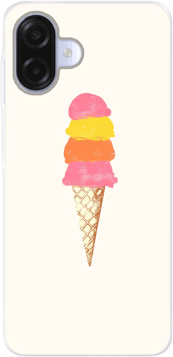 Telefoonhoesje Geschikt voor Samsung Galaxy A07 hoesje - Schepijs - Hoorntje - Illustratie - Minimalistisch - Siliconen Telefoonhoesje Telefoonhoesje