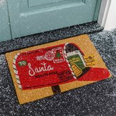 HEM Kokos Deurmat 40x60 cm - Kerst-design “Mailbox Santa Northpole” - Anti-slip - Voor binnen/buiten