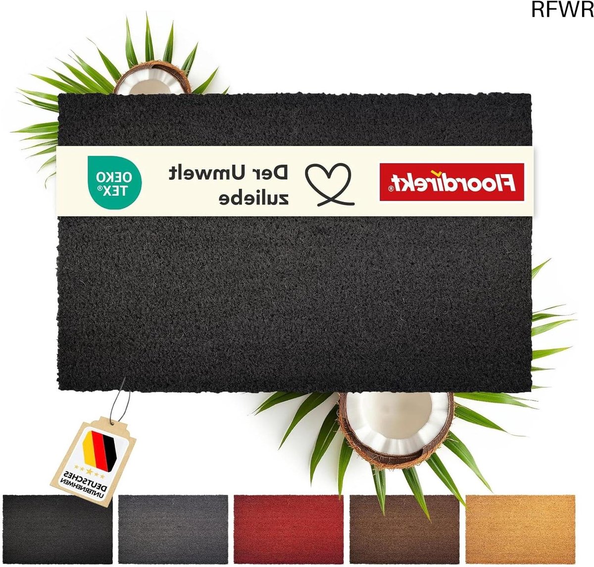 RFWR Kokos Deurmat 60 x 90 cm - Antislip Vuilvangmat voor Binnen en Buiten - Duurzaam en Onderhoudsarm natuurlijk