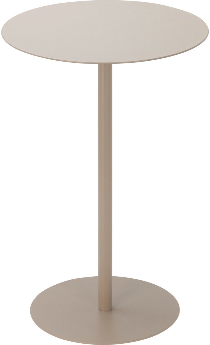 Home & Styling Bijzettafeltje Lugano - beige - D35x H53 cm - metaal - plantenpot verhoger - koffie en lampjes tafel