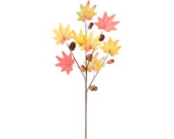 H&S Kunst herfsttak decoratie - 60 x 25 cm - losse steel met Esdoorn bladeren