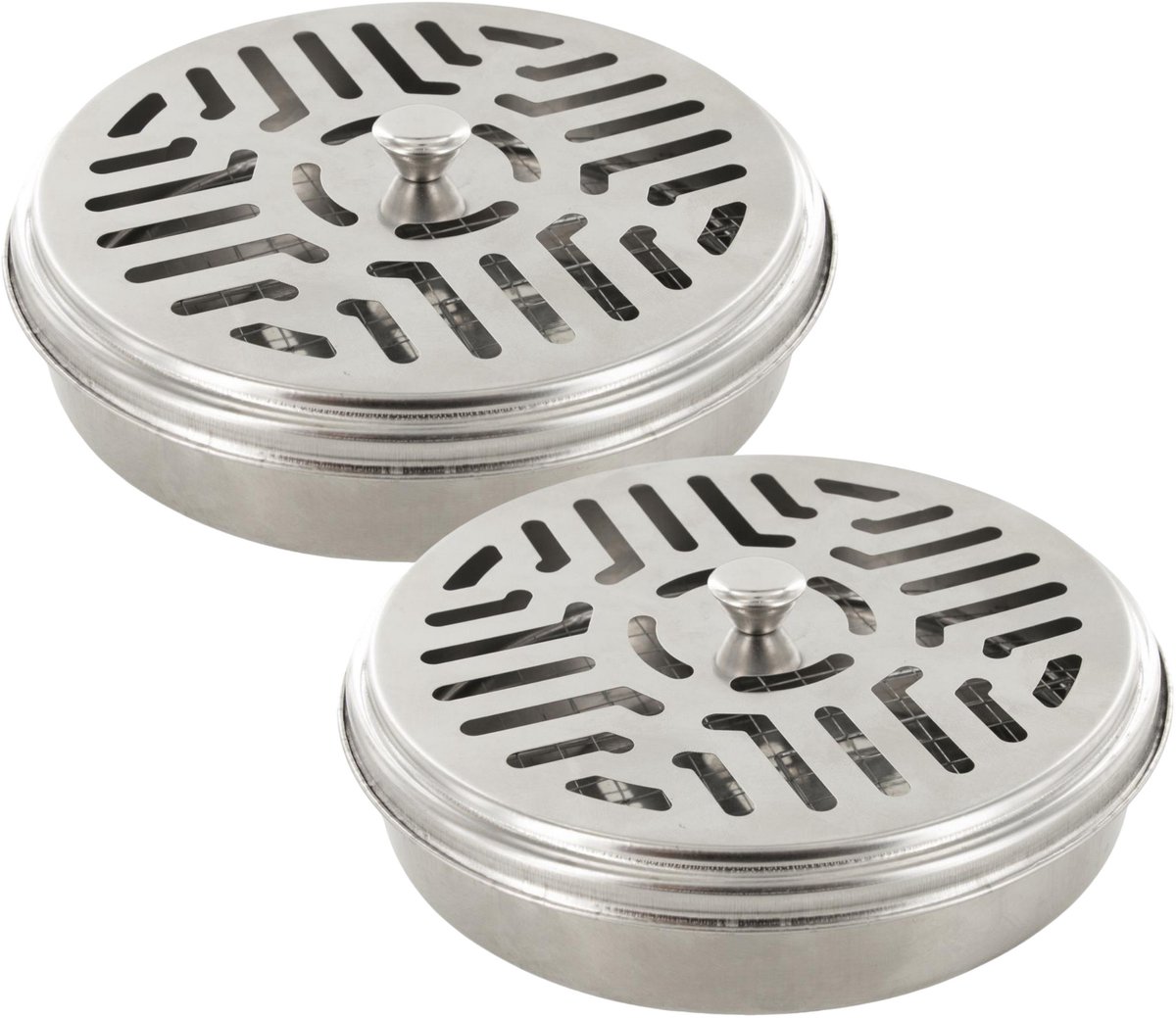 Home Deco Factory Wierookhouder - 2x - D14 cm - metaal - zilver - spiraal - muggen werend