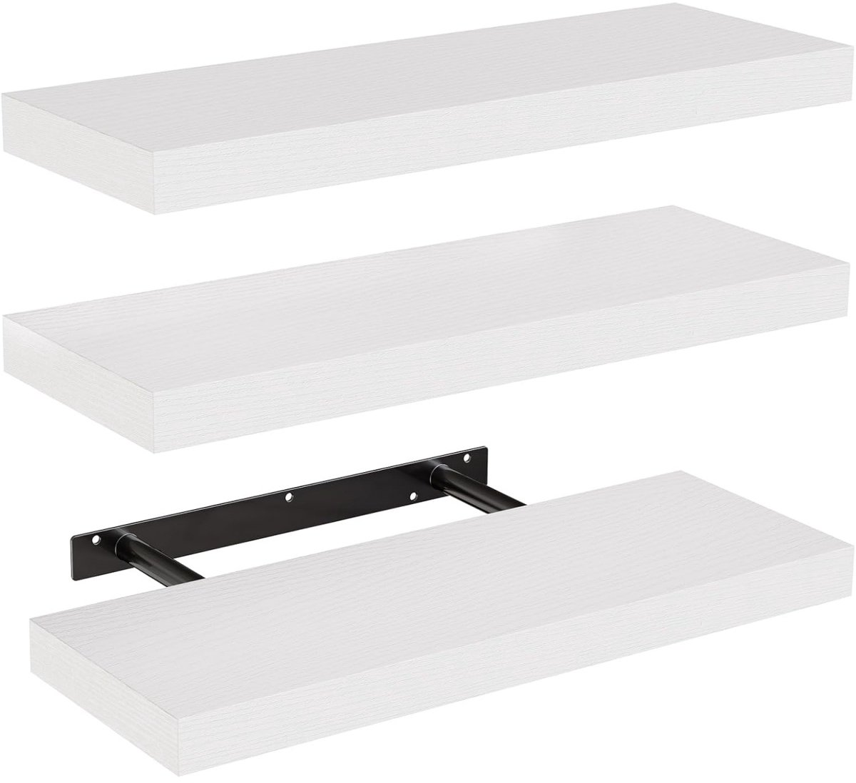 TOVBMUP Wandplank - Witte wandplank - 40 cm - Set van 3 - Witte zwevende plank - Moderne inrichting - Strakke afwerking - Geschikt voor slaapkamer, keuken, kantoor, woonkamer