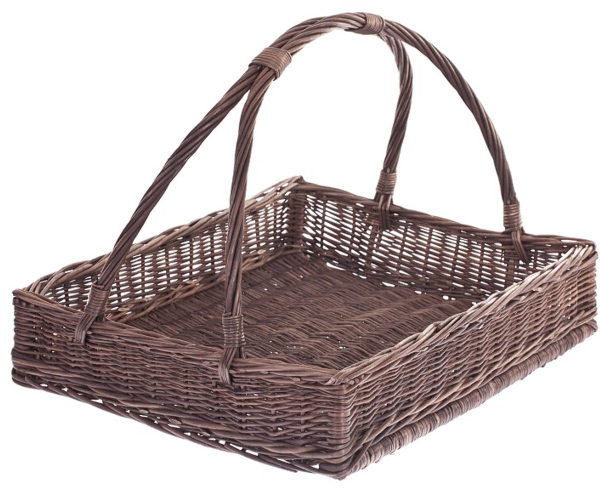 The Wicker Stories Allium - Rieten serveermand met handvat - Picknickmand - Donker