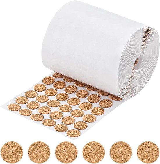 Kurkin Sticker Cirkelvormige zelfklevende kurk stickers 1400 stuks rond 18 x 1,5 mm ...
