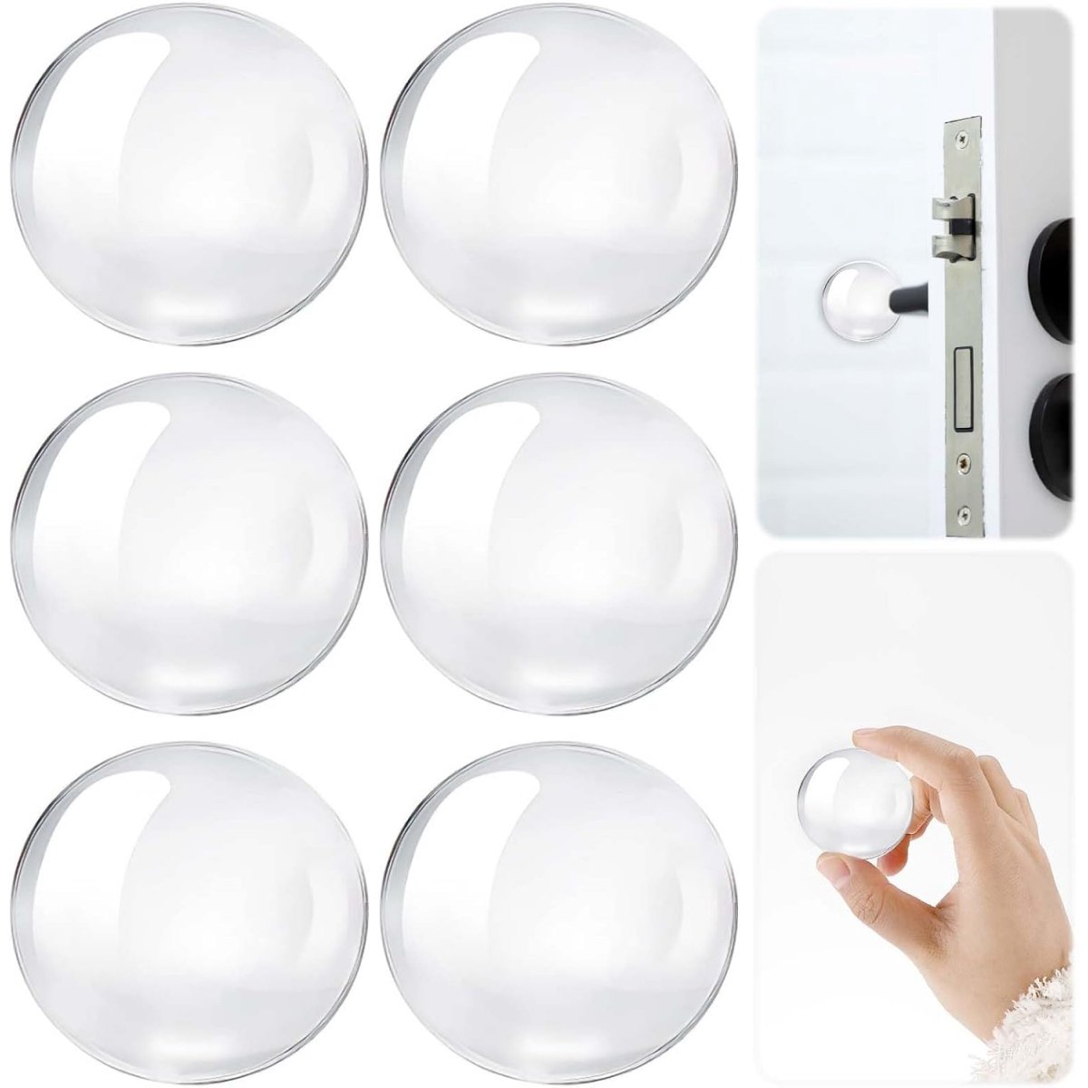 EXCITAT Deurstopper - Deurkruk-anti-bumper - Deurkruk-buffer - Voor badkamer, deur, muur - 6 stuks