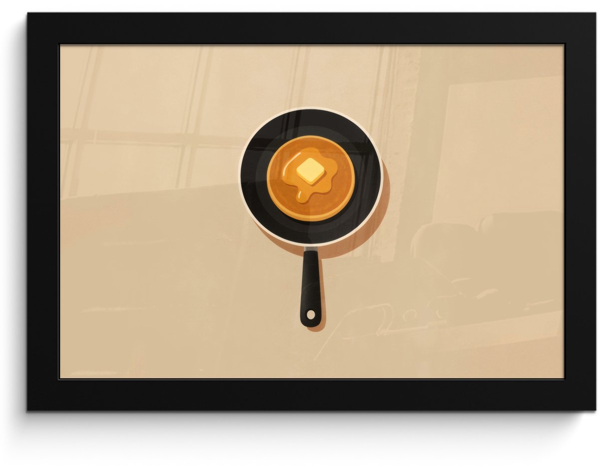Poster in lijst - Fotolijst 30x20 cm - Posters - Pannenkoek - Koekenpan - Boter - Minimali