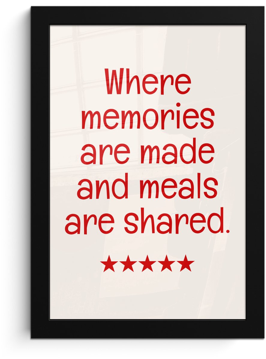 FrameYourWall Poster in lijst - Fotolijst 20x30 cm - Posters - Quote - Sterren - Rood - Memories - Posterlijst zwart - Decoratie - Wanddecoratie woonkamer - Muurdecoratie slaapkamer