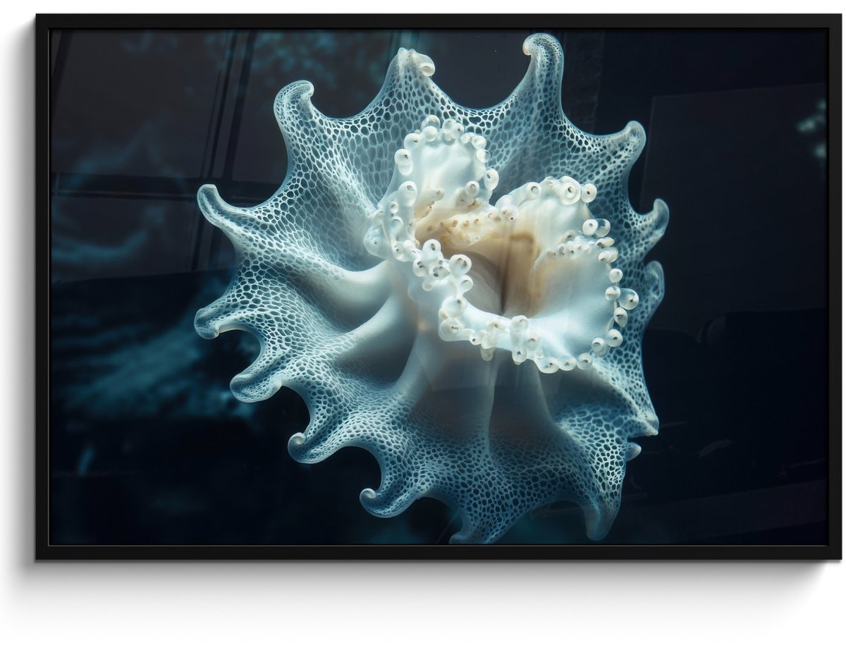 FrameYourWall Poster in lijst - Fotolijst 120x80 cm - Posters - Zeewezen - Wit - Golven - Water - Posterlijst zwart - Decoratie - Wanddecoratie woonkamer - Muurdecoratie slaapkamer