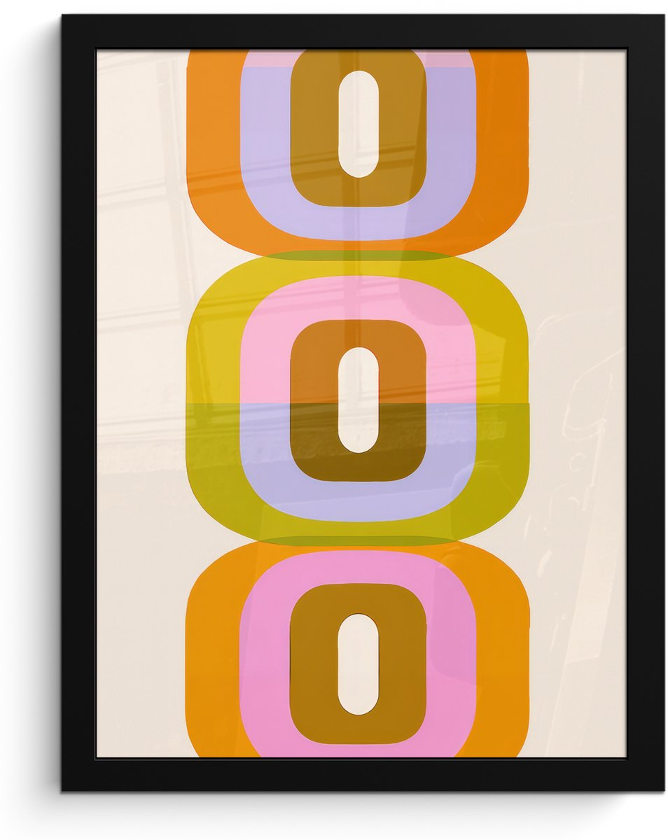 FrameYourWall Poster in lijst - Fotolijst 30x40 cm - Posters - Stapel - Vormen - Geblokt - Oranje - Posterlijst zwart - Decoratie - Wanddecoratie woonkamer - Muurdecoratie slaapkamer