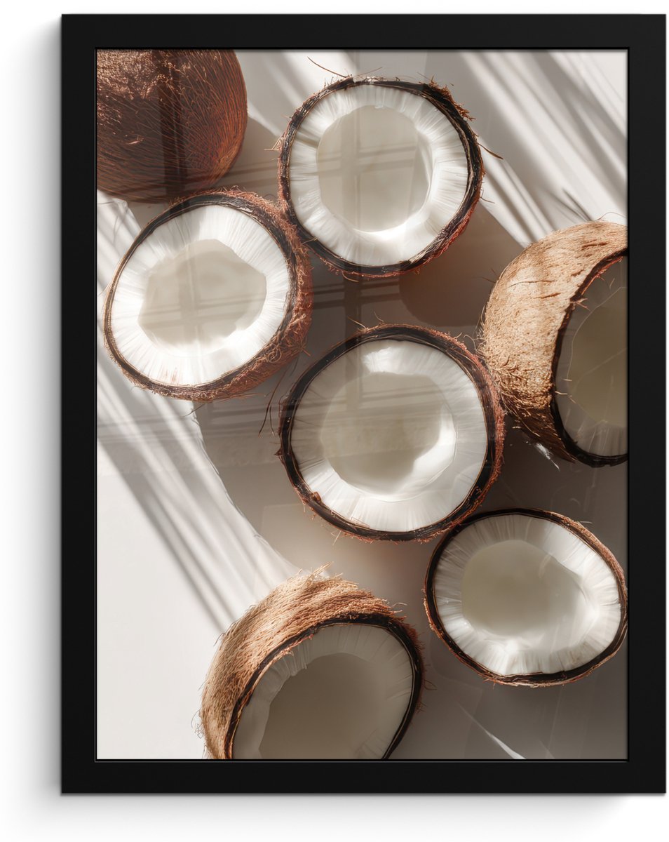 FrameYourWall Poster in lijst - Fotolijst 30x40 cm - Posters - Kokosnoten - Bruin - Shaduw - Posterlijst zwart - Decoratie - Wanddecoratie woonkamer - Muurdecoratie slaapkamer