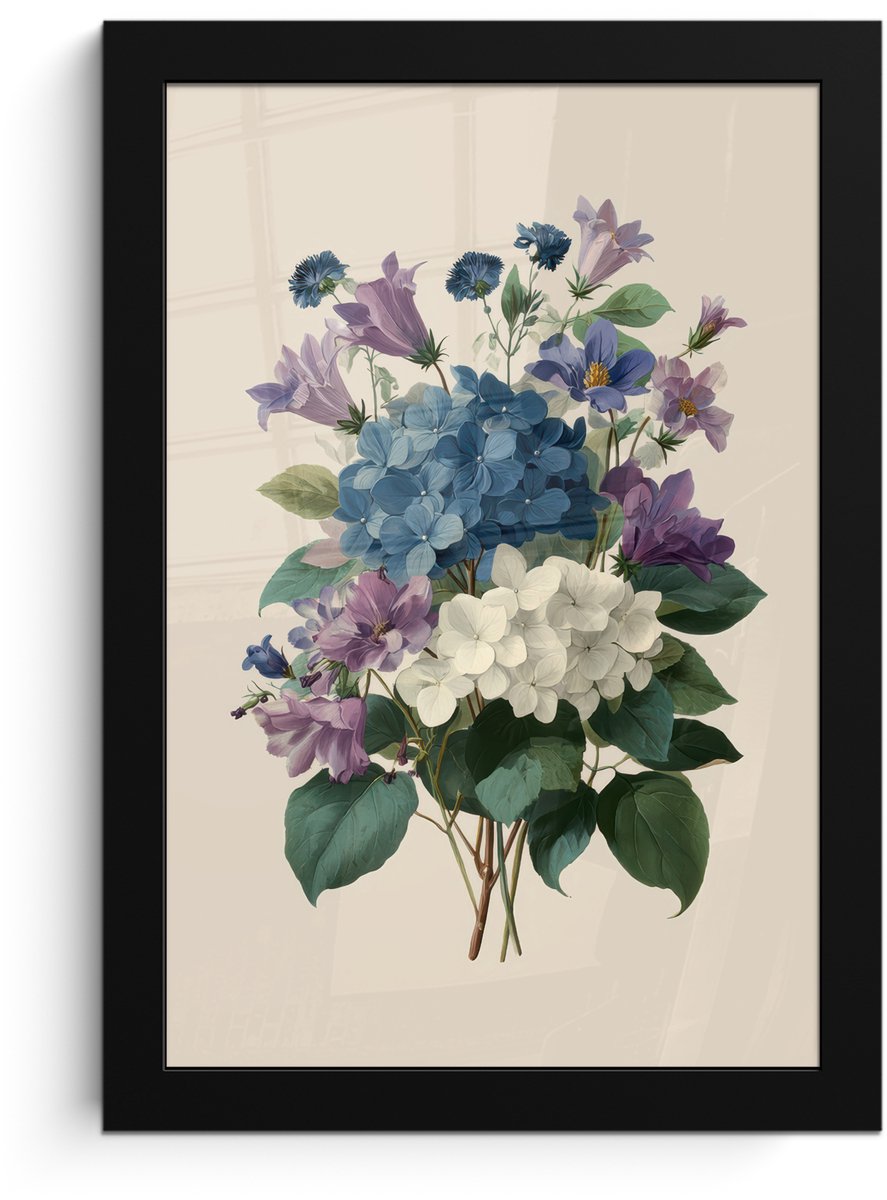 FrameYourWall Poster in lijst - Fotolijst 20x30 cm - Posters - Bloemen - Gedetailleerd - Rust - Realistisch - Posterlijst zwart - Decoratie - Wanddecoratie woonkamer - Muurdecoratie slaapkamer