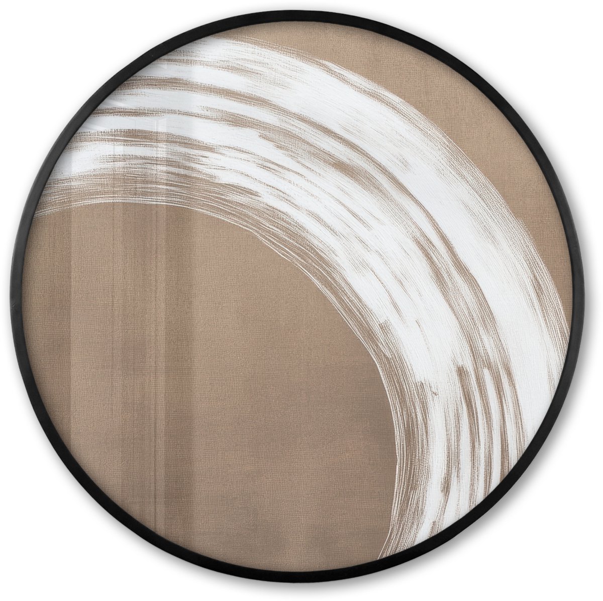 FrameYourWall Poster in lijst Rond - Fotolijst 60x60 cm - Posters - Verf - Bruin - Japandi - Ronde posterlijst zwart - Decoratie - Wanddecoratie woonkamer - Muurdecoratie slaapkamer Japandi - Cirkel