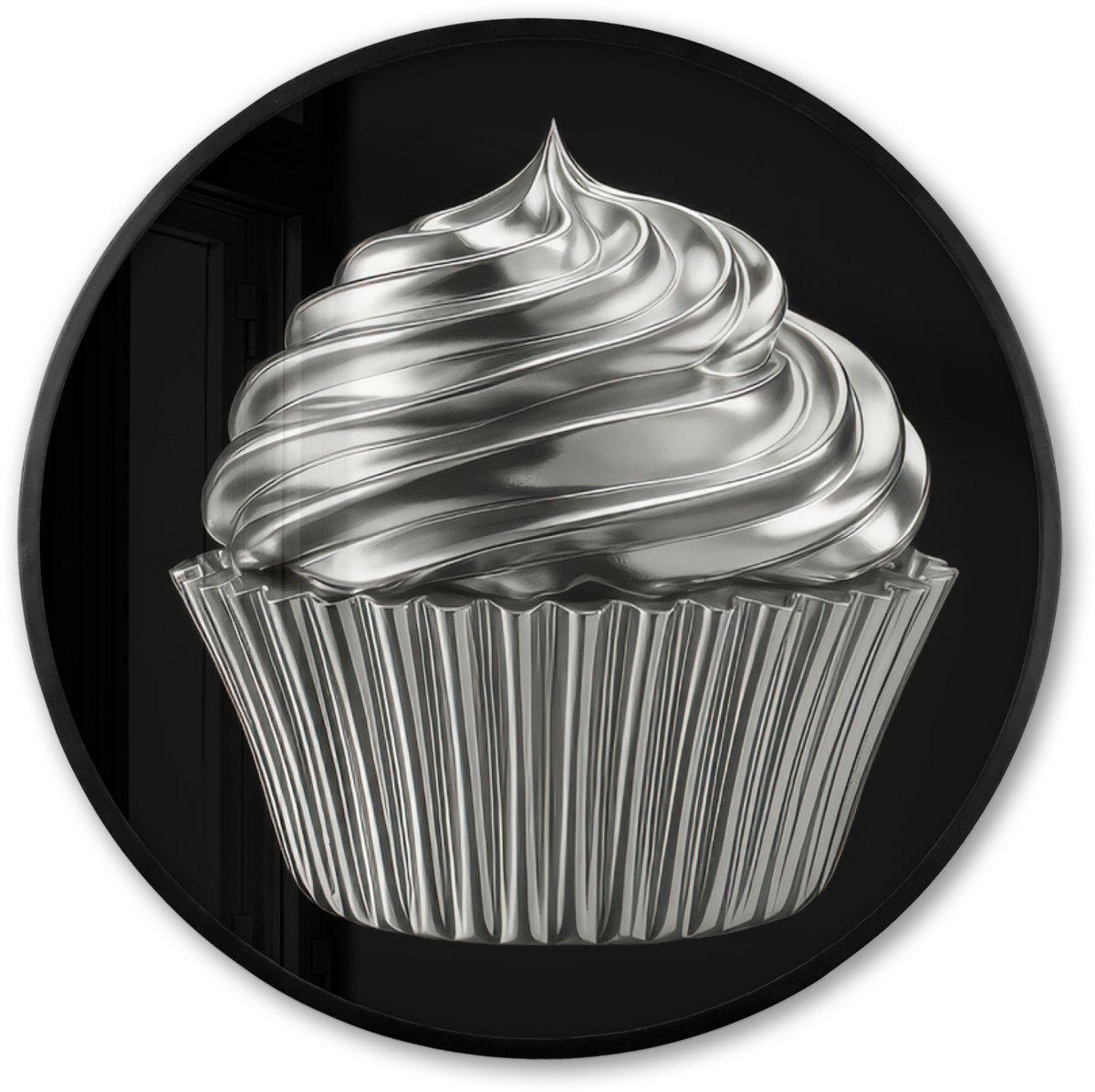 FrameYourWall Poster in lijst Rond - Fotolijst 80x80 cm - Posters - Cupcake - Luxueus - Zilver - Ronde posterlijst zwart - Decoratie - Wanddecoratie woonkamer - Muurdecoratie slaapkamer