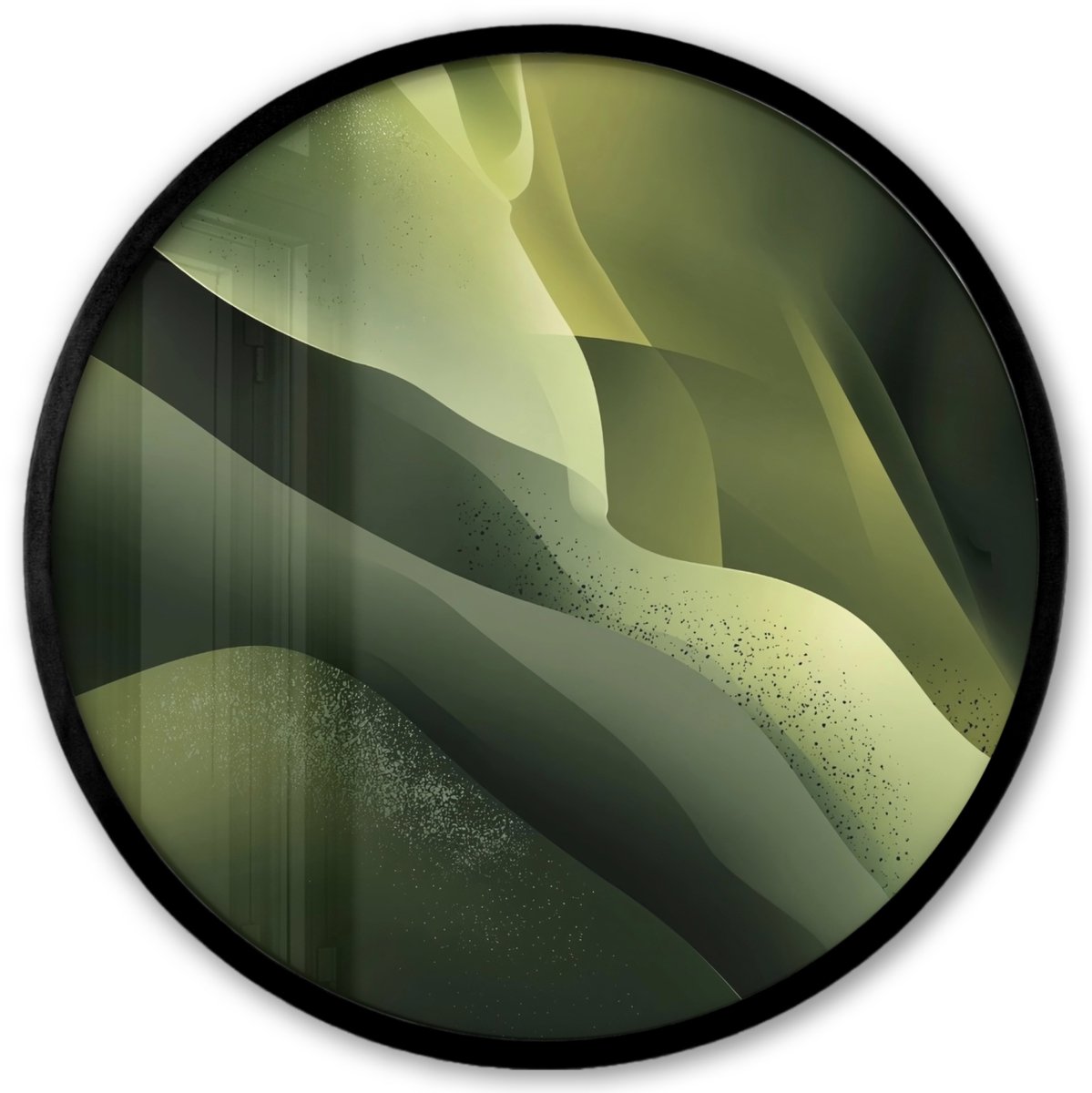 FrameYourWall Poster in lijst Rond - Fotolijst 40x40 cm - Posters - Gaming - Golven - Abstract - Heuvels - Groen - Ronde posterlijst zwart - Decoratie - Wanddecoratie woonkamer - Muurdecoratie slaapkamer