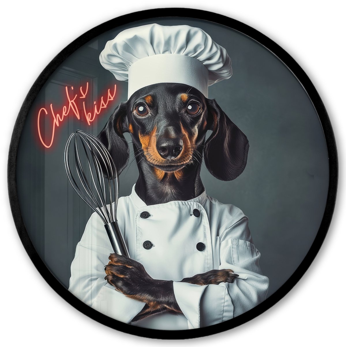 FrameYourWall Poster in lijst Rond - Fotolijst 40x40 cm - Posters - Quote - Neon - Hond - Kokskleding - Ronde posterlijst zwart - Decoratie - Wanddecoratie woonkamer - Muurdecoratie slaapkamer Multicolor