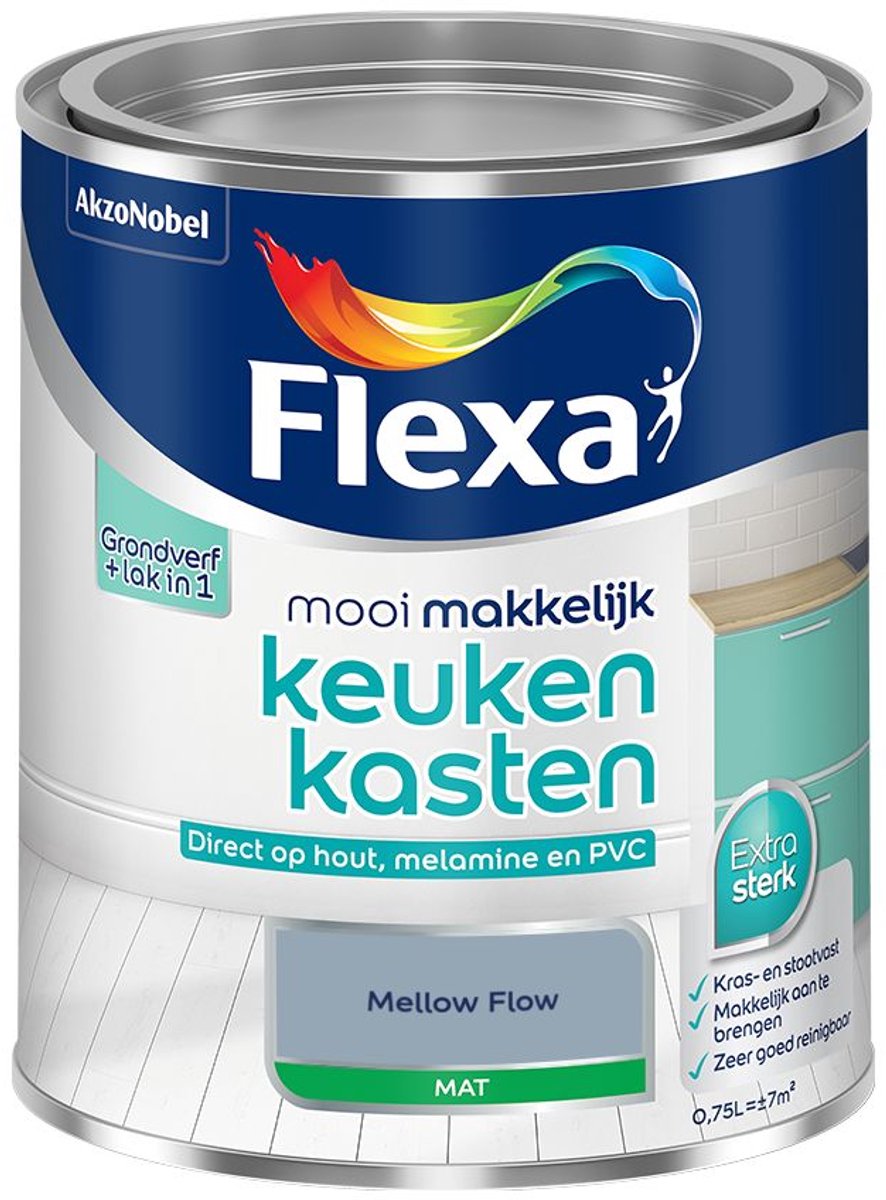 Flexa - Mooi Makkelijk Keukenkasten Mat - Mellow Flow - Kleur van het jaar 2026 - Mengverf - 0.75 L