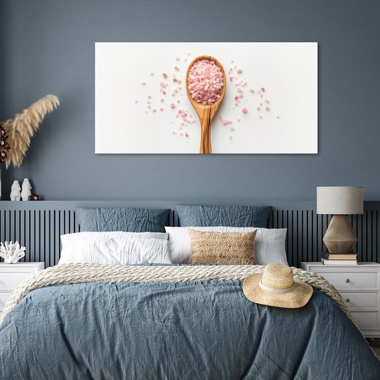 Poster 160x80 cm - Lepel - Zout - Roze - Posters - Kamer decoratie - Wanddecoratie woonkamer - Muurdecoratie slaapkamer