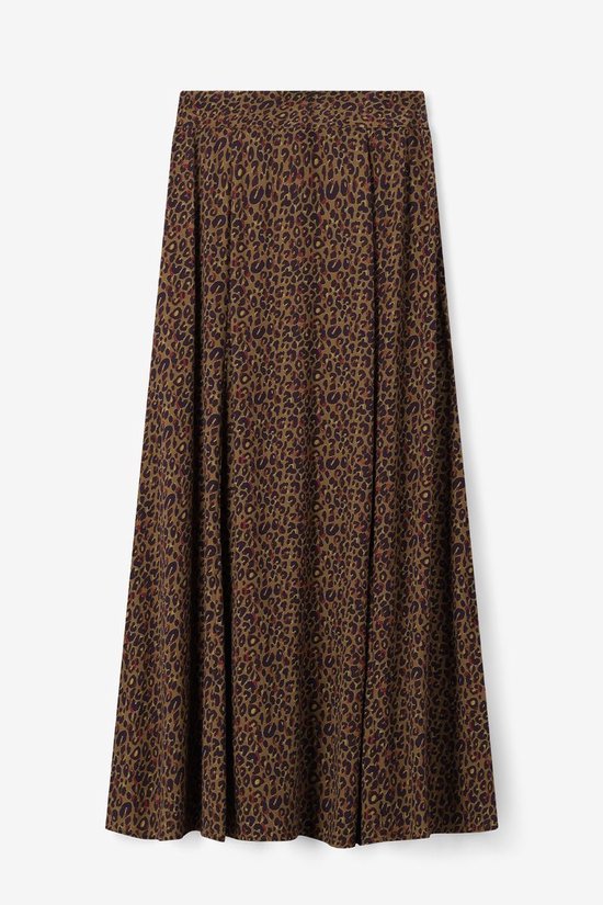 Donkergroene Maxi Rok Met Leopard Print