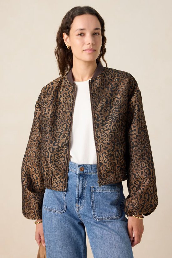 Donkerbruin Bomber Jack Met Leopard Print