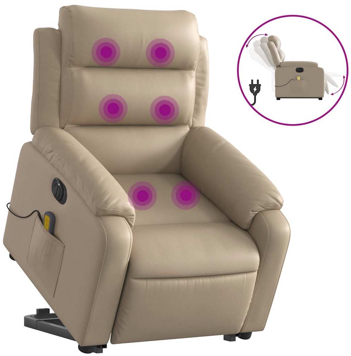 vidaXL Sta-op-massagestoel - elektrisch - kunstleer - cappuccinokleurig