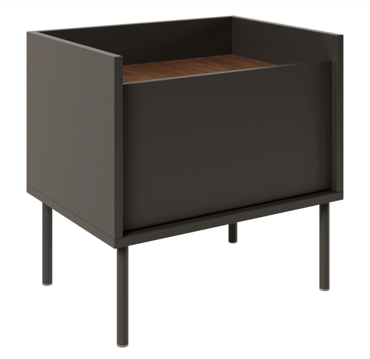 Selsey Tovi - Nachtkastje met 1 deur, 50 cm, Zwart / Notenhoutlook