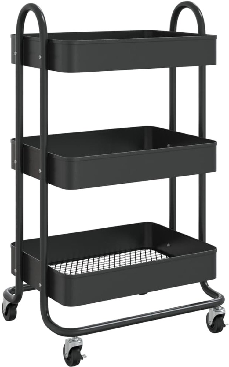 VidaXL stalen trolley - zwart, 43 x 34 x 79 cm