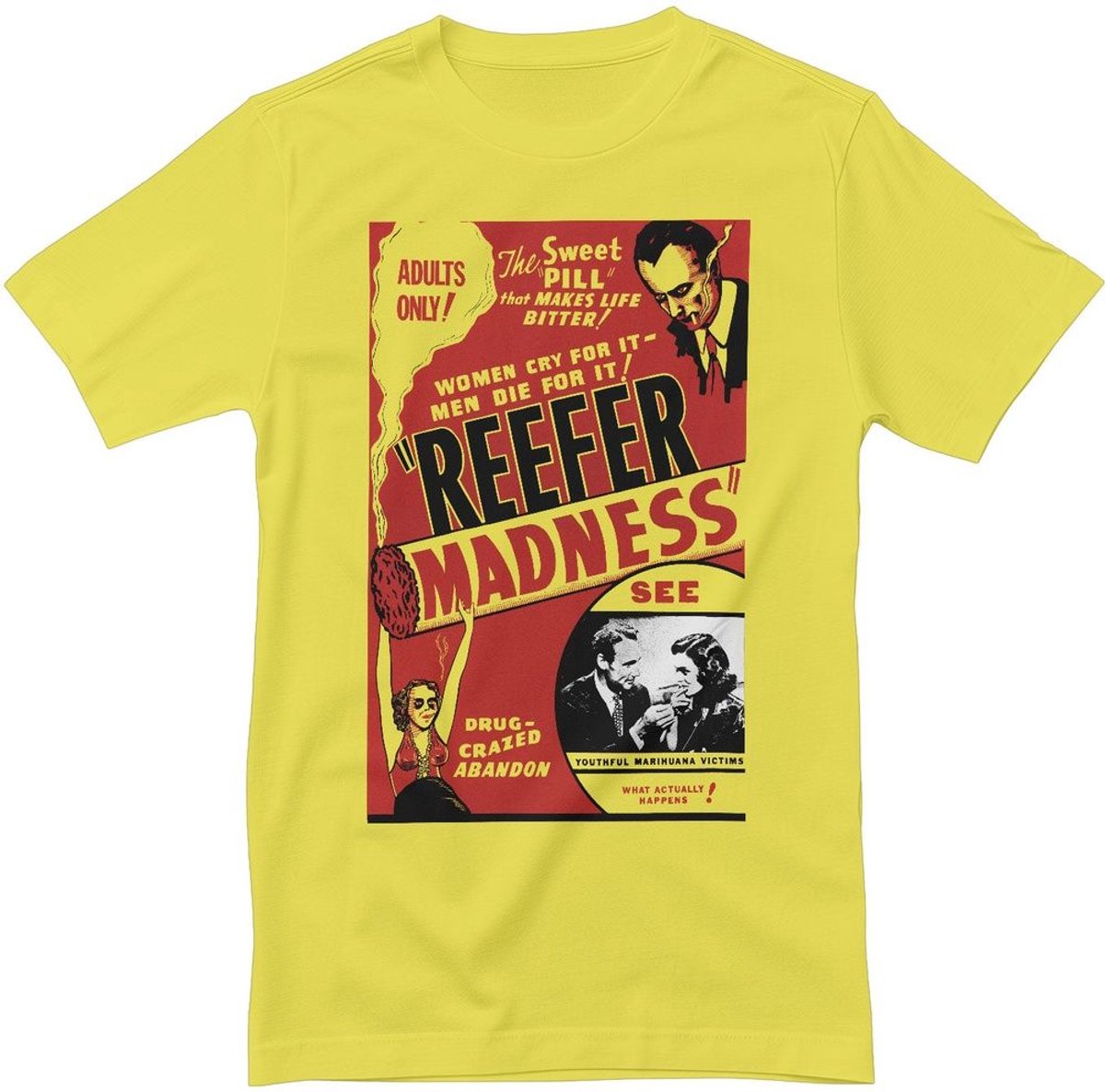 Radio Days Reefer Madness Vintage Poster T-Shirt RD-1-CULT001-H68-9 Yellow-S