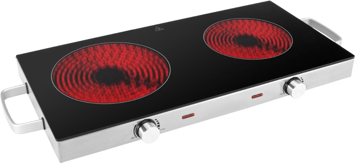 MMP® Elektrische Kookplaat 4 Pits - Elektrische Fornuis - Elektrische Kookplaat Vrijstaand - 4 Kookzones - Kinderslot - Zilver - 66cm x 35cm x 10Hcm
