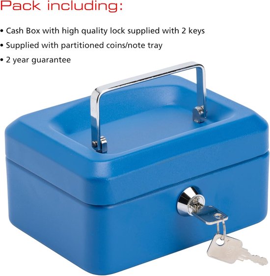 Vergrendeling Cash Box met geldbak,Draagbare metalen spaarpot met dubbele laag en 2 sleutels voor beveiliging,Lock Box,77x 6.3x 3.5, Zwart