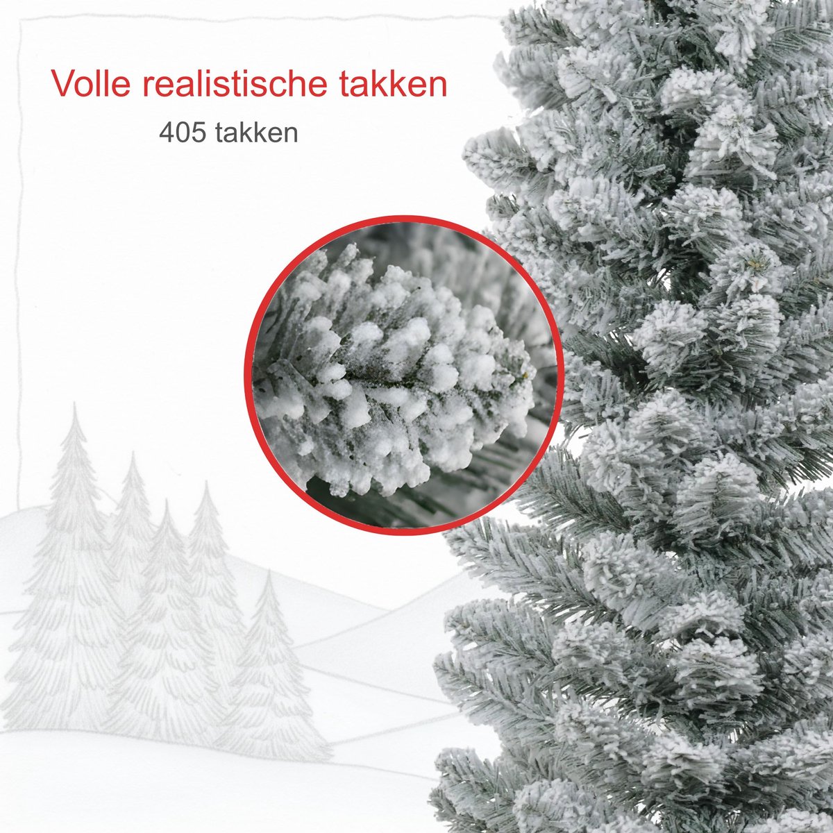 Kunstkerstboom met verlichting - Smalle kerstboom - Pencil Kerstboom - 210 cm – foto 2