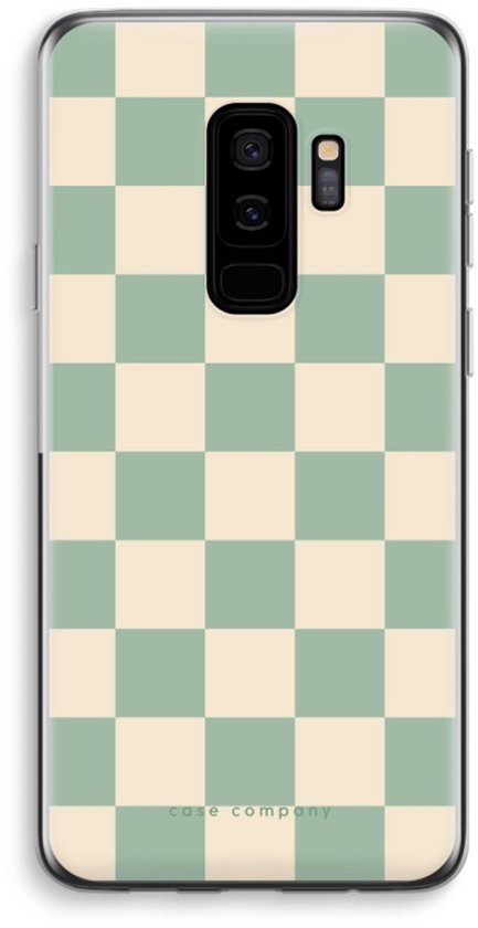 Samsung Galaxy S9 Plus hoesje met groene en beige dambordpatroon.