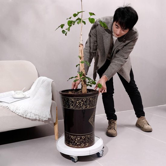 NAIZY Plant Stand with Wheels 39-52 CM Adjustable Rolling Plant Cart