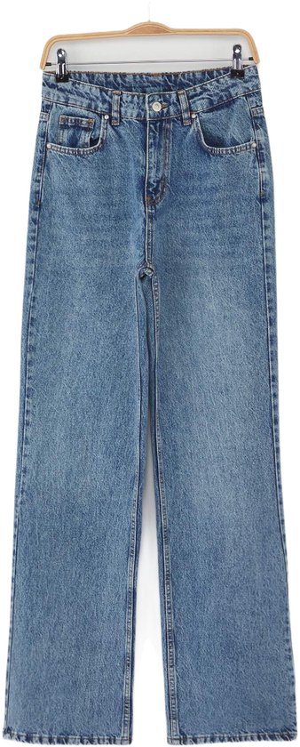 Vetinee Baggy jeans voor dames, hoge taille, stretch, brede pijpen
