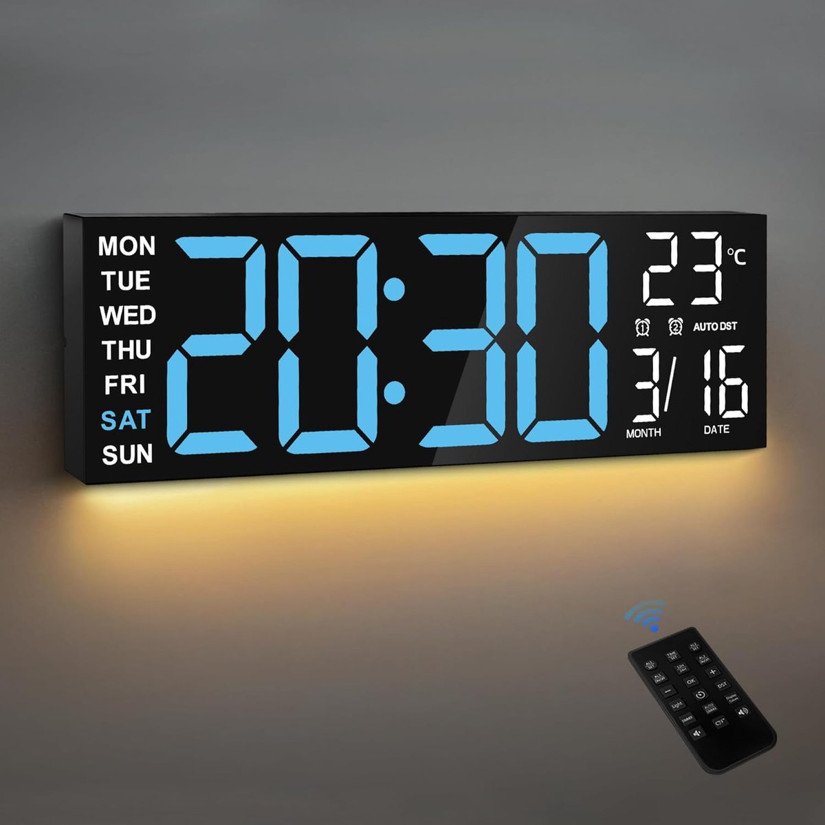 Grote Digitale Wandklok met RGB LED-display, Dubbele Alarmen en Temperatuurweergave