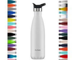 FLASKE Sports Bottle 500ML - Ice - RVS Drinkfles van 500ML - Geschikt als waterfles, thermosfles en thermoskan