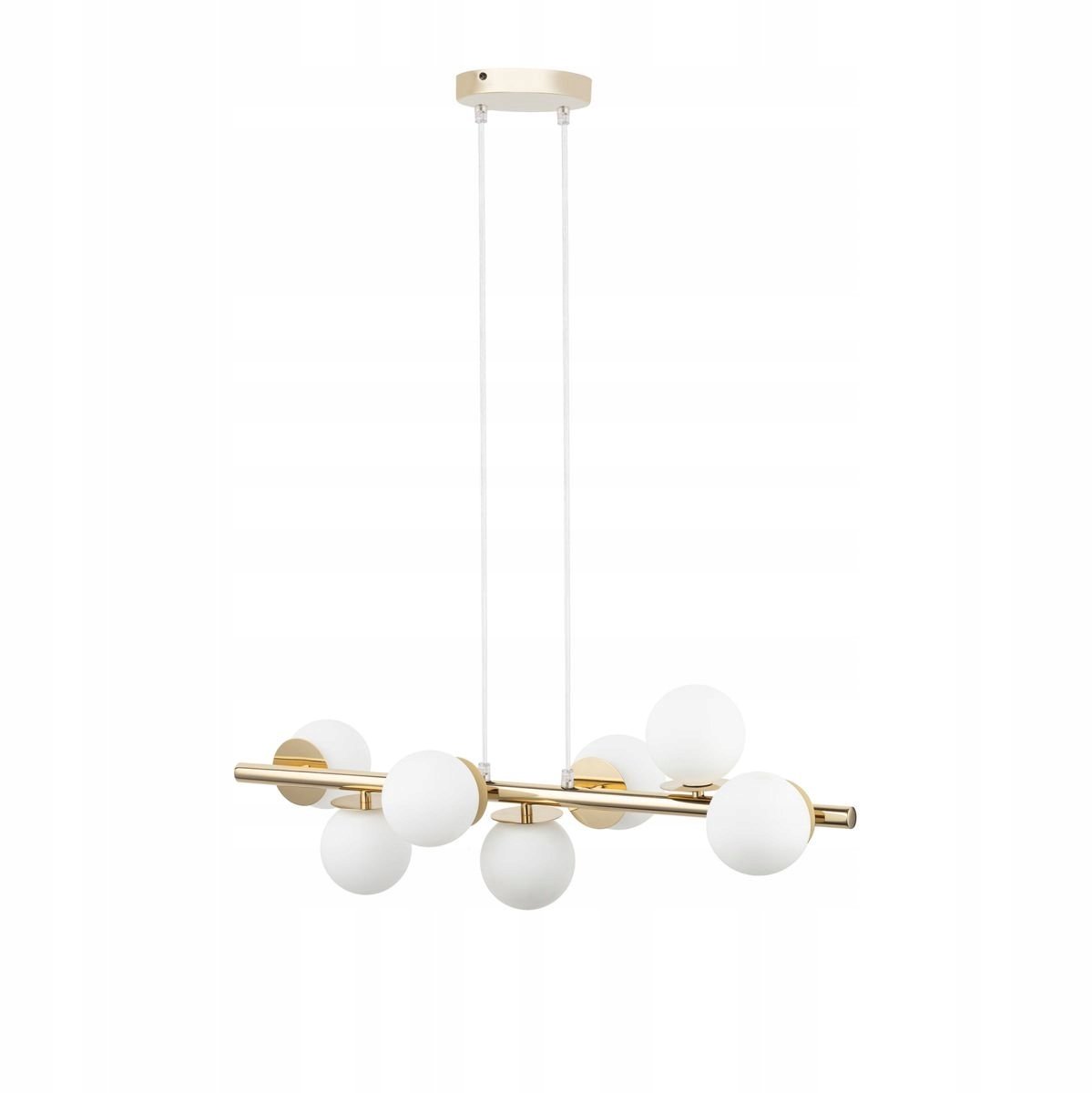 Gouden hanglamp AVOLA 7 met melkglazen kap - Sigma Verlichting