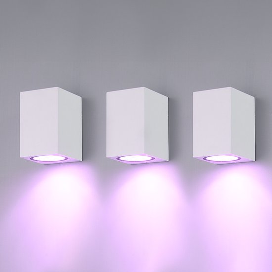 HOFTRONIC SMART HOFTRONIC - Set van 3 Marion Smart Wandlampen binnen en buiten - Down (1 lichts) RGB+WW - GU10 4,5 Watt 350 Lumen - te bedienen met slimme assistent