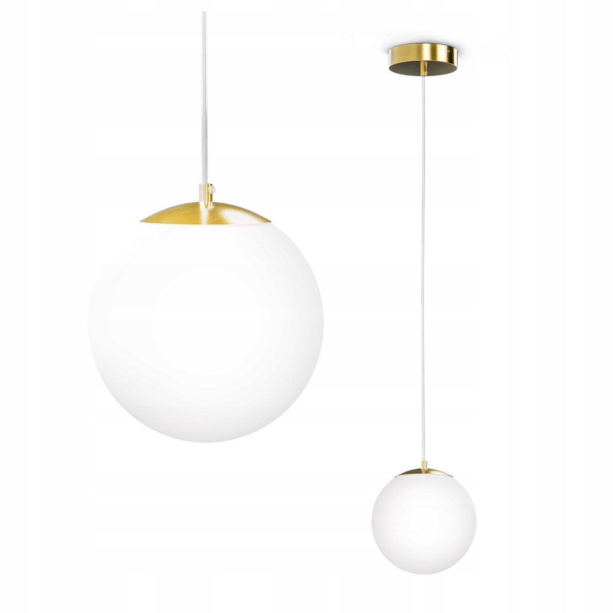Gouden Hanglamp LED E27 met Witte Glazen Bollen voor de Woonkamer
