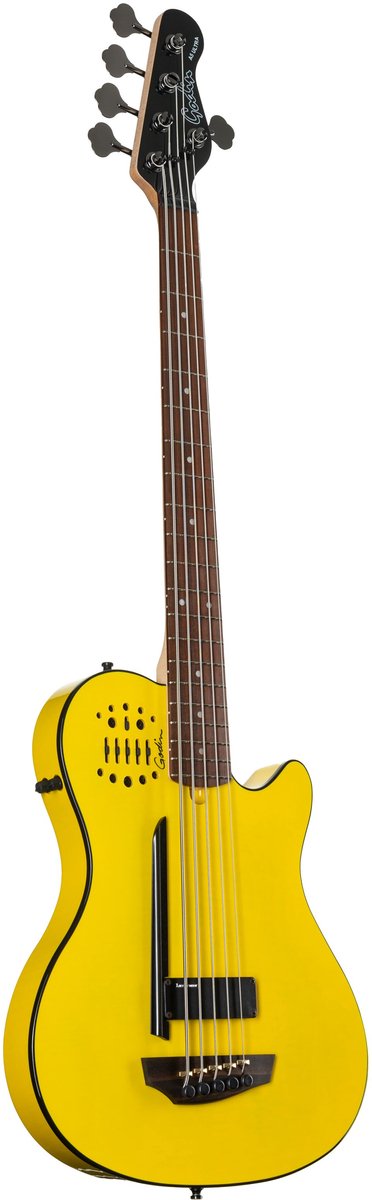 Godin A5 Ultra Rob Trujillo Yellow Flame RN Limited Edition - Semi-akoestische basgitaar voor rechtshandigen