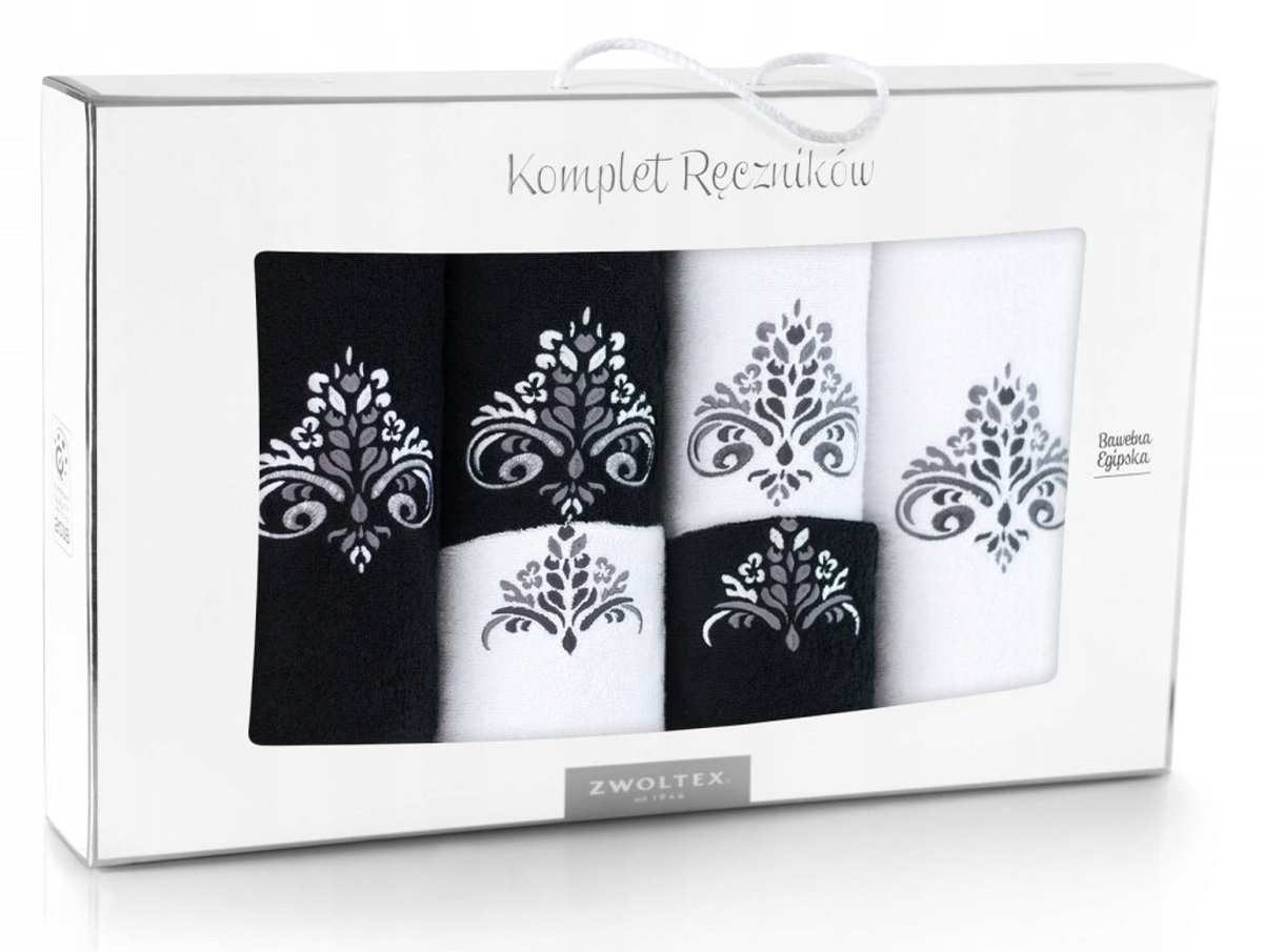 Zwoltex Luxe Katoenen Handdoekenset 6 stuks - Wit & Zwart