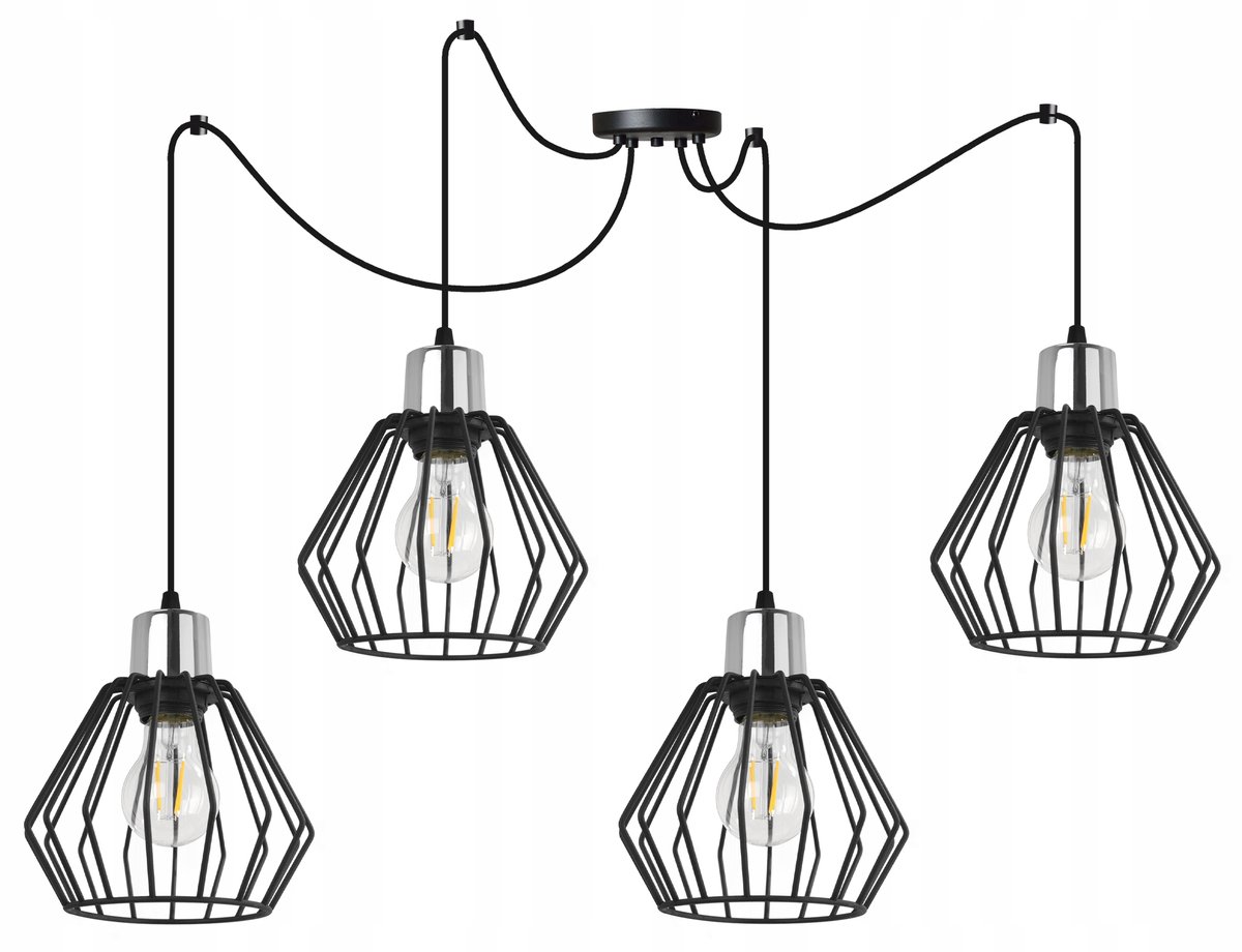 Spider Nuvola Hanglamp Zwart Metaal - 4xE27 - Loft Stijl
